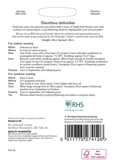 RHS Dianthus deltoides Seeds - image 2