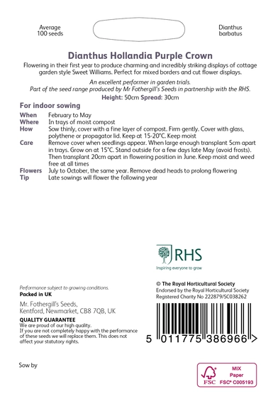 RHS Dianthus hollandia Purple Crown Seeds - image 2