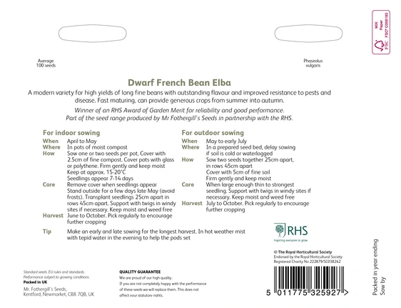 RHS Dwarf French Bean Elba Seeds - image 2