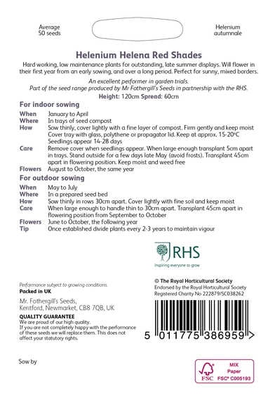 RHS Helenium Helena Red Shades Seeds - image 2