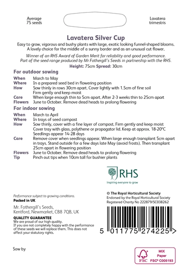 RHS Lavatera Silver Cup Seeds - image 2