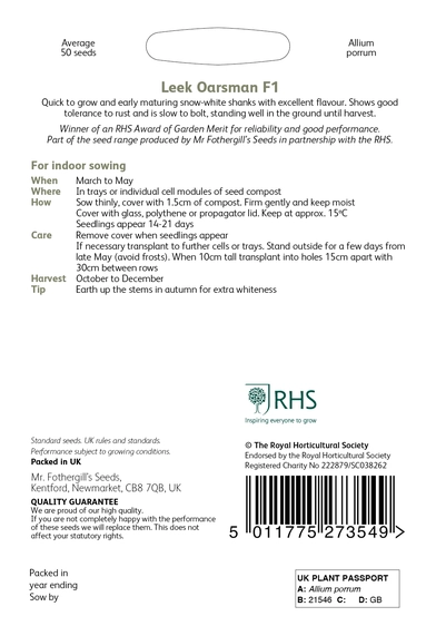RHS Leek Oarsman F1 Seeds - image 2