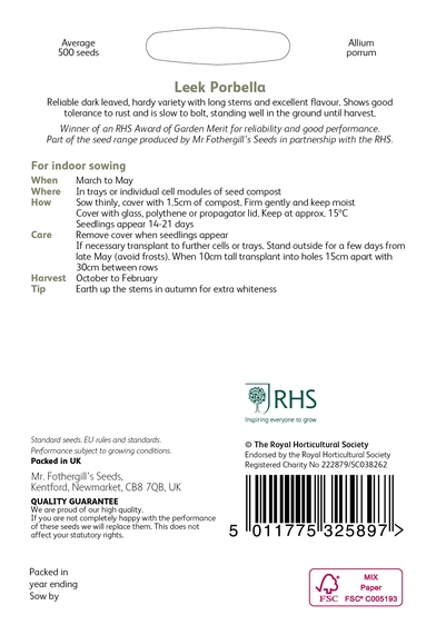 RHS Leek Porbella Seeds - image 2