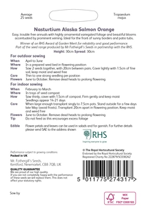 RHS Nasturtium Alaska Salmon Orange Seeds - image 2