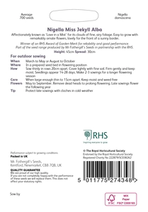 RHS Nigella Miss Jekyll Alba Seeds - image 2