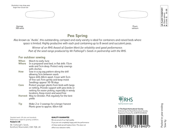 RHS Pea Spring Seeds - image 2