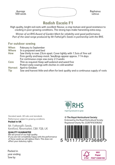 RHS Radish Escala F1 Seeds - image 2