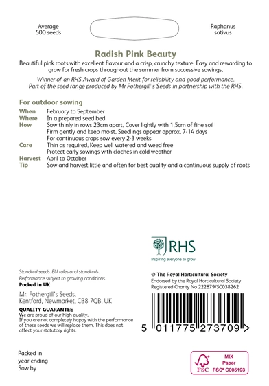 RHS Radish Pink Beauty Seeds - image 2