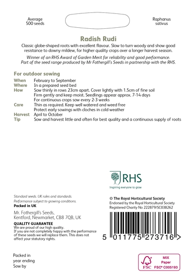 RHS Radish Rudi Seeds - image 2