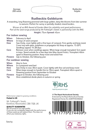 RHS Rudbeckia Goldsturm Seeds - image 2
