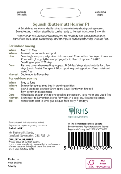 RHS Squash (Butternut) Harrier F1 Seeds - image 2