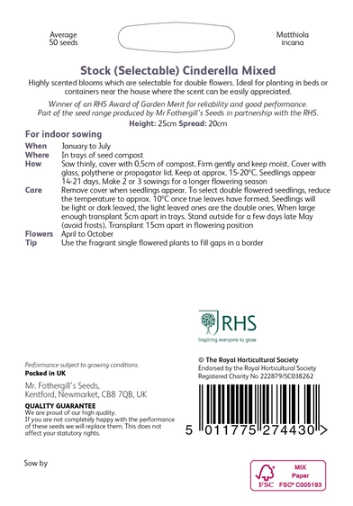 RHS Stock Cinderella Series Mixed Seeds - image 2