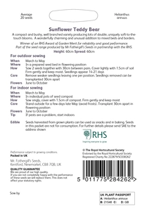 RHS Sunflower Teddy Bear Seeds - image 2