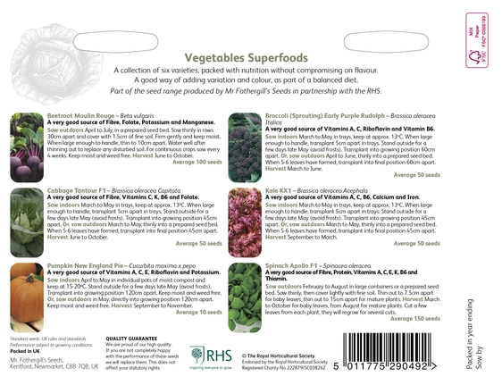 RHS Superfood Vegetable Seed Collection - image 2