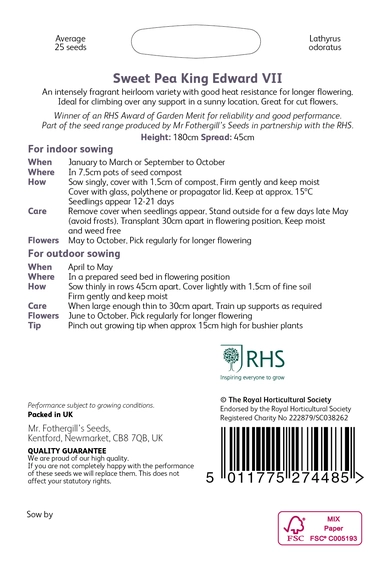 RHS Sweet Pea King Edward VII Seeds - image 2