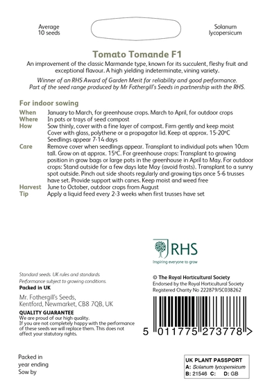 RHS Tomato Tomande F1 Seeds - image 2