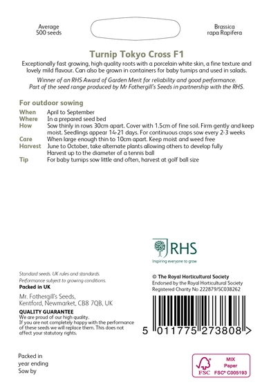 RHS Turnip Tokyo Cross F1 Seeds - image 2