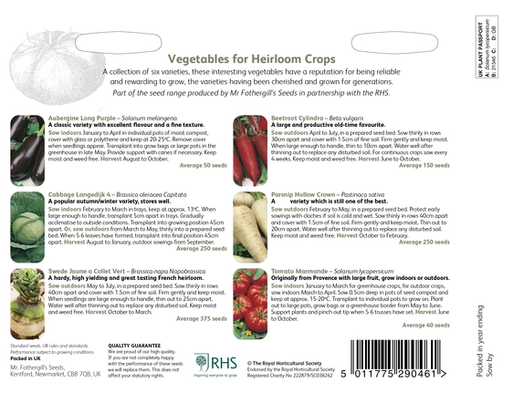 RHS Vegetables For Heirloom Crops Seed Collection - image 2