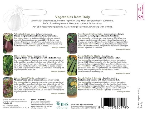 RHS Vegetables From Italy Seed Collection - image 2