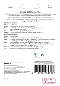 RHS Zinnia Oklahoma Mix Seeds - image 2