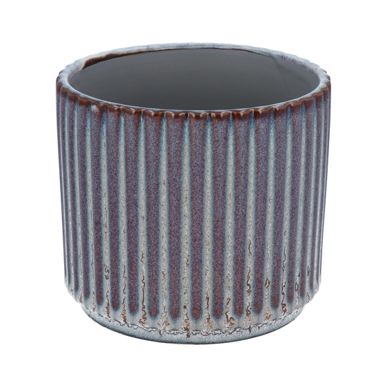 Ribbed Reactive Glaze Pot - Small