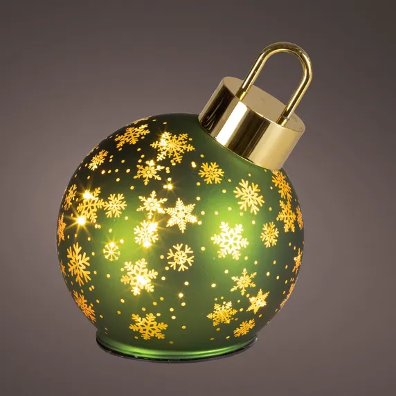 Rotating Illuminated Green Bauble Decoration - Medium