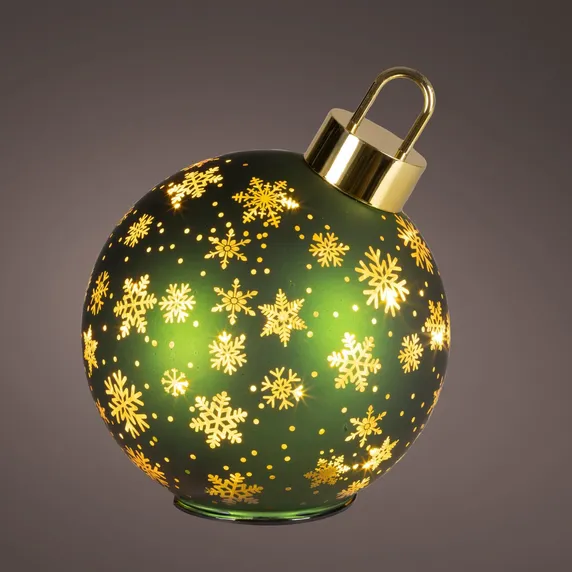 Rotating Illuminated Green Bauble Decoration - Large