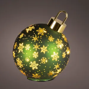 Rotating Illuminated Green Bauble Decoration - Large