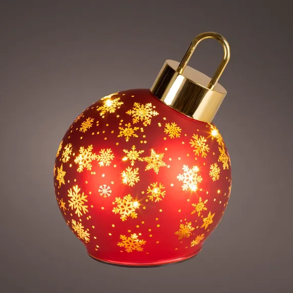 Rotating Illuminated Red Bauble Decoration - Medium