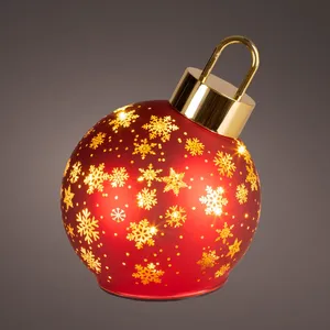 Rotating Illuminated Red Bauble Decoration - Medium