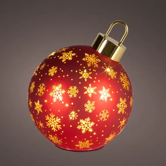 Rotating Illuminated Red Bauble Decoration - Large