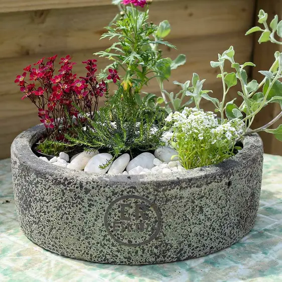 Rustic Celadon Low Planter Ø42cm - image 2