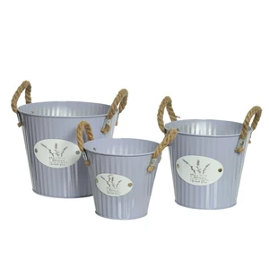 Rustic Metal Lilac Planter Set - Round