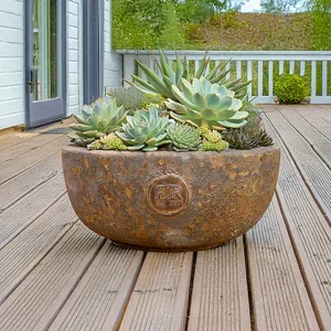 Rustic Rust Low Bowl Planter Ø28cm - image 1