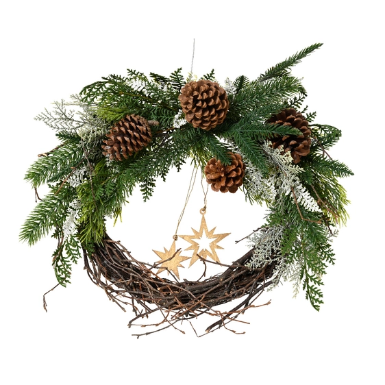 Rustic Star Artificial Wreath - 55cm
