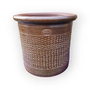 Salt Glazed Unique Cylinder Pot Ø31cm - image 1