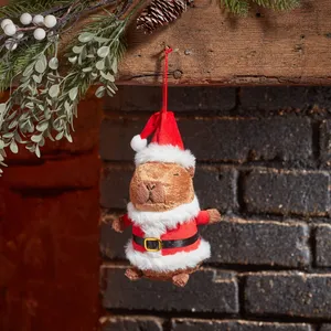 Santa Capybara Plush Pendant