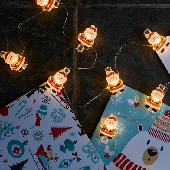 Santa Card Clip String Lights