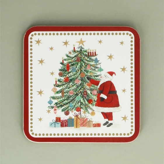 Santa & Christmas Tree Coaster Set