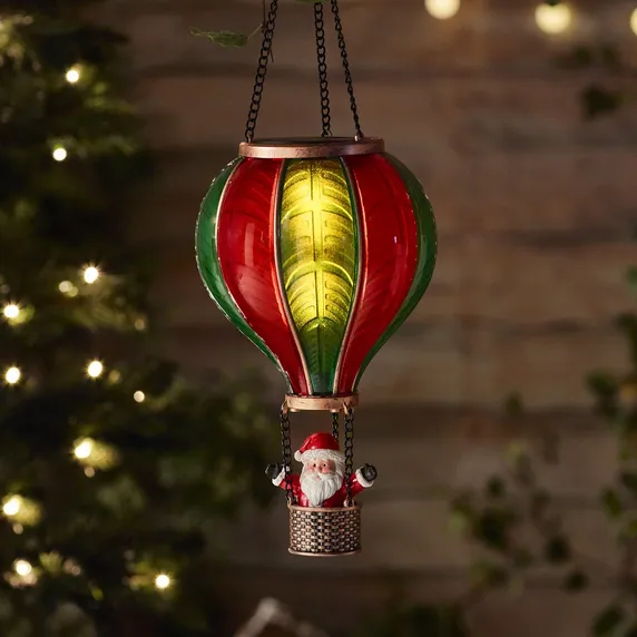 Santa Flaming Hot Air Balloon Light - Medium
