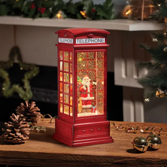 Santa Phone Box Snow Lantern