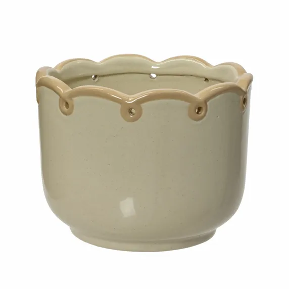 Scalloped Beige Planter - Small
