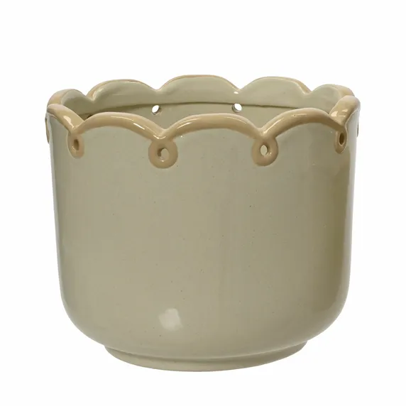 Scalloped Beige Planter - Medium