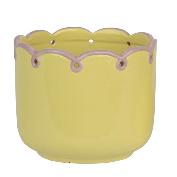 Scalloped Yellow Planter - Medium - image 2