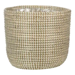 Seagrass White Basket Planter Ø17cm - image 1