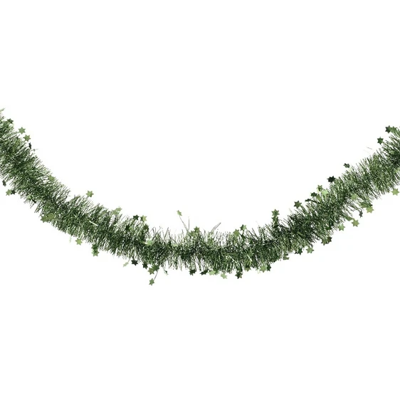 Shimmering Star Tinsel - Green