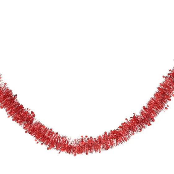 Shimmering Star Tinsel - Red