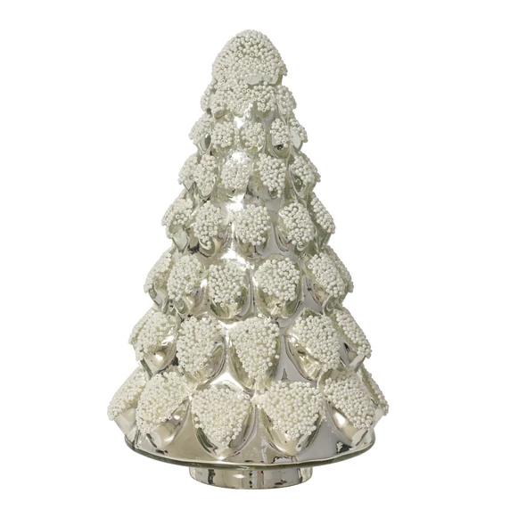 Silver Beaded Christmas Tree Ornament