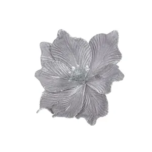 Silver Poinsettia Tree Clip - Style 2