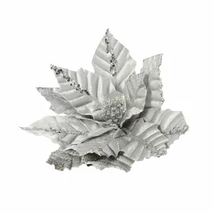 Silver Poinsettia Tree Clip - Style 1